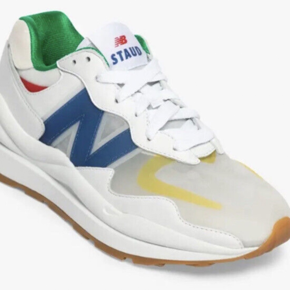STAUD‎ x New Balance 57/40 Sneakers Mens 6 White Blue Quartz Colored Laces New